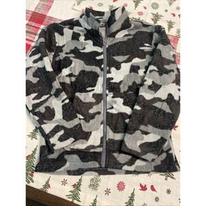 Eddie Bauer Fleece Jacket Hoodie‎ Top Black White Camo Kids Child Boys XS 5 6